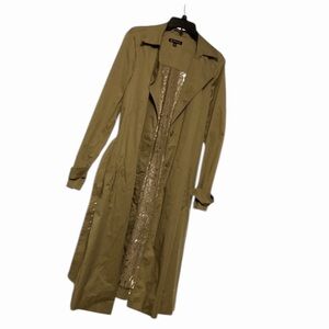 INC International Concepts size Large tan belted trench coat with lace back
